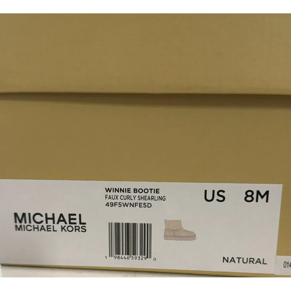 Michael Kors Cream Faux Shearling Ankle Boots Lug Sole Sz 8 New